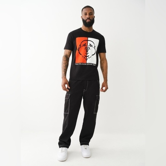 True religion BAGGY CARGO PANT men size 32 color black - Picture 1 of 11